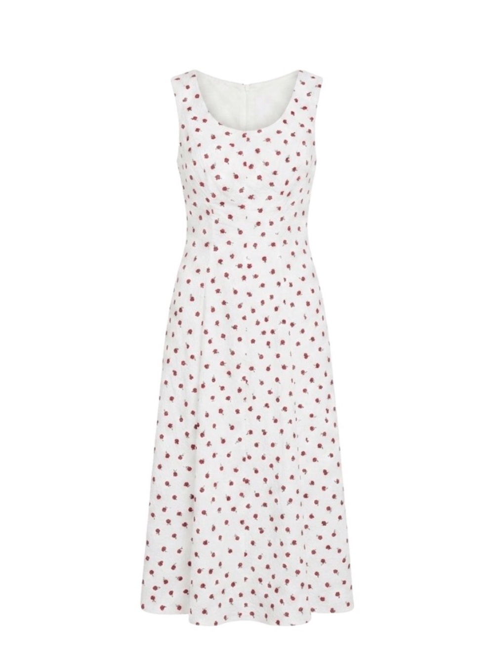 Abercrombie & Fitch White Midi Dress with Red Strawberry Print
